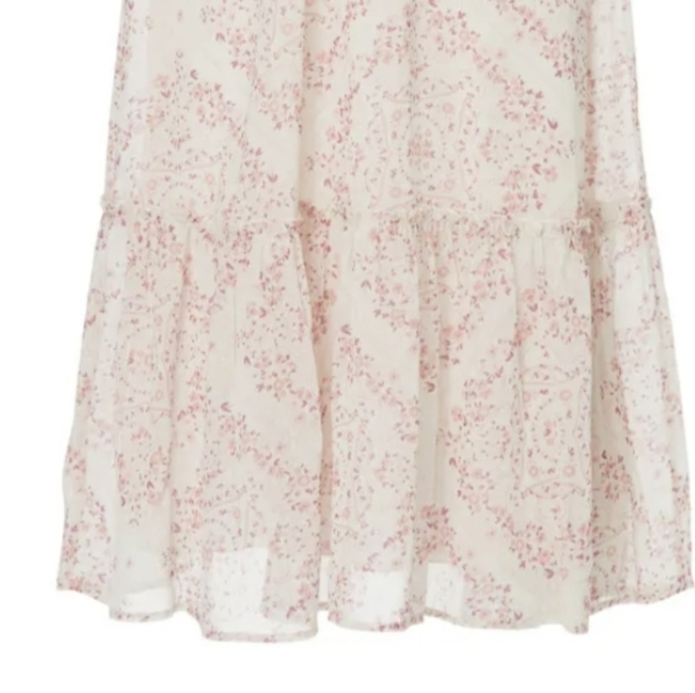Slate & Willow for Revolve Pink Blush. Cottage Floral Print Midi Dress Slate Lg - Picture 11 of 13